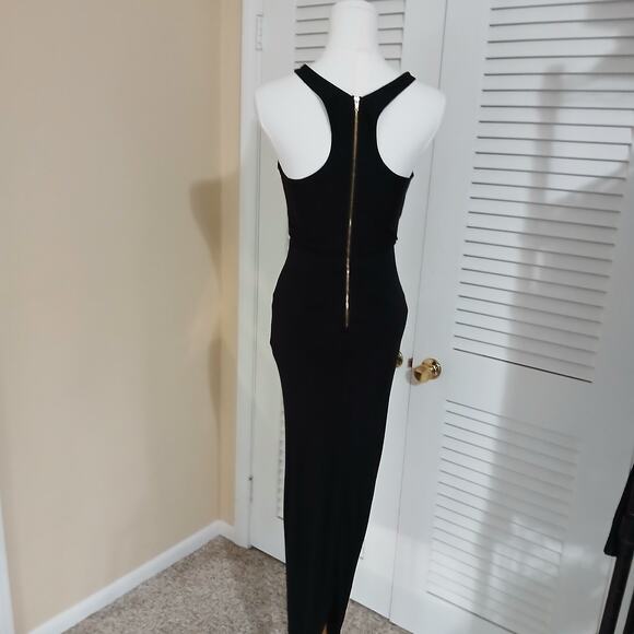 Vintage black stretch rayon sleeveless maxi dress with tulip skirt size medium - Picture 4 of 15